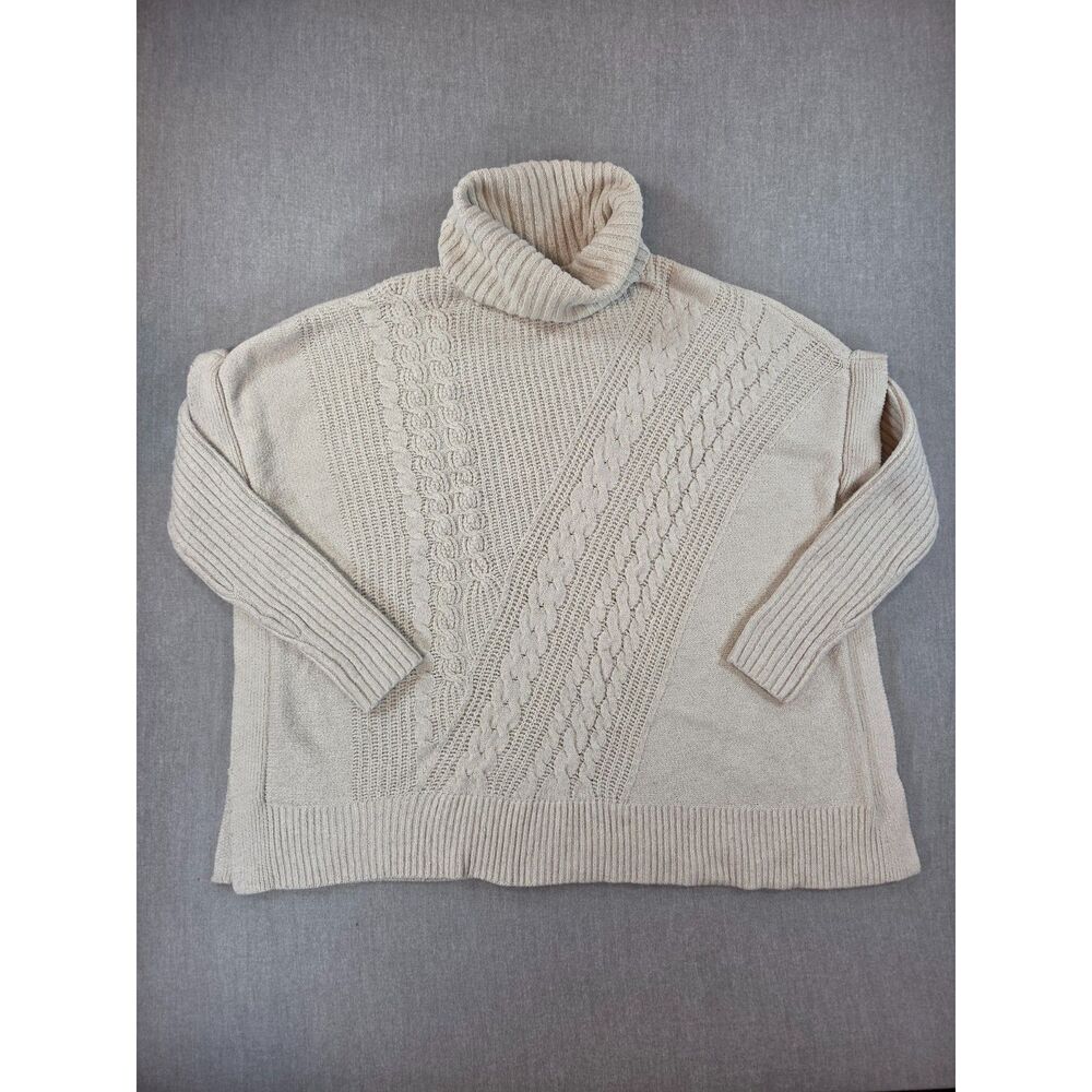 Simply Vera by Vera Wang Cream Cable Knit Turtleneck Sweater XS/S Oversized